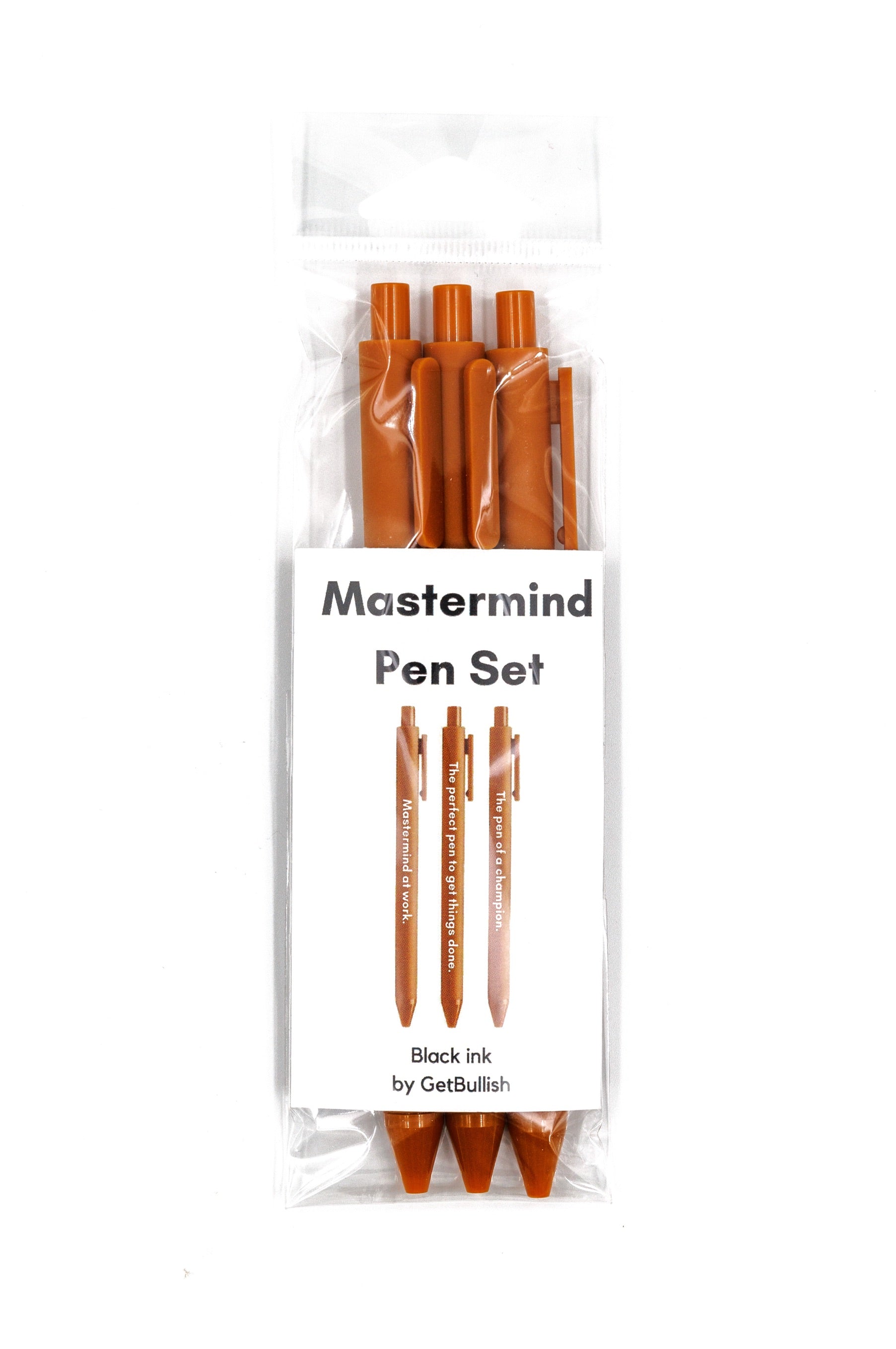 Mastermind Pen Set | Gel Click Pen | 3 Pens in Caramel