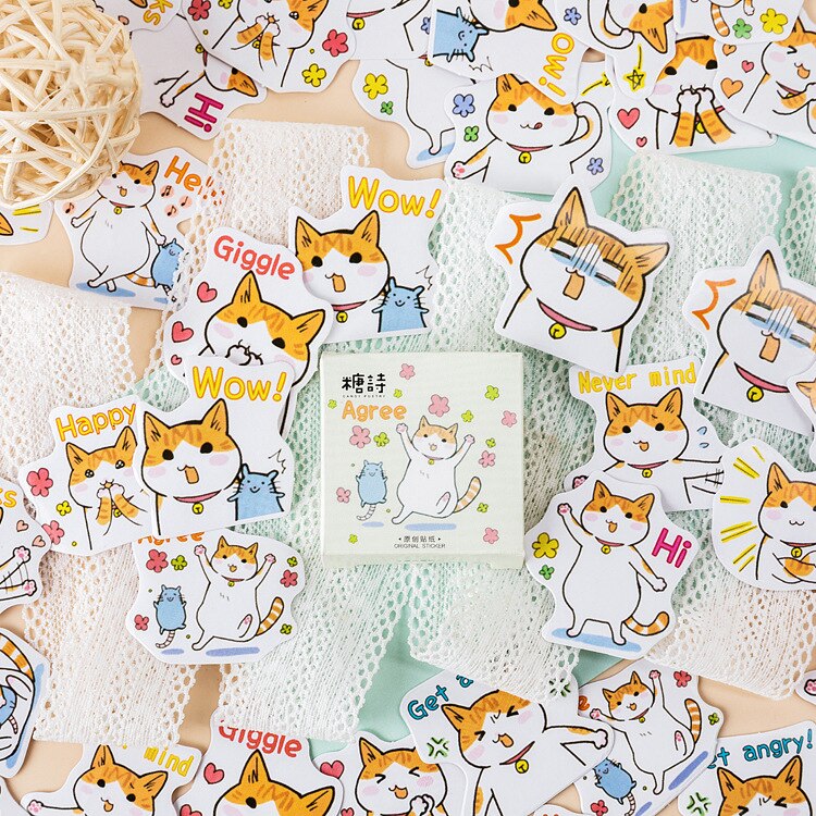 45 Piece Cute Cat Sticker Pack