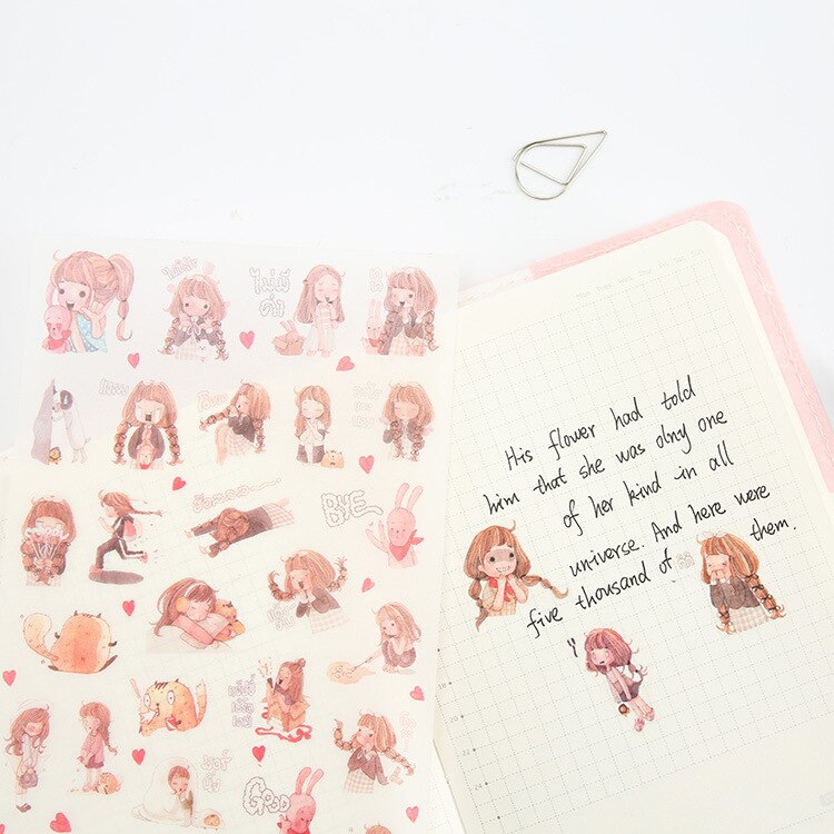 6 Sheets Cute Girl Sticker Pack