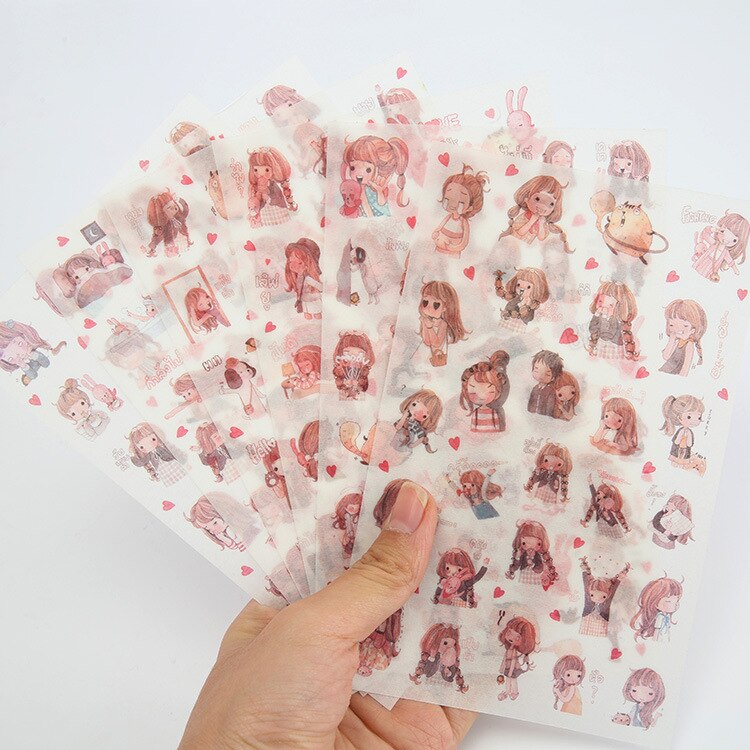 6 Sheets Cute Girl Sticker Pack