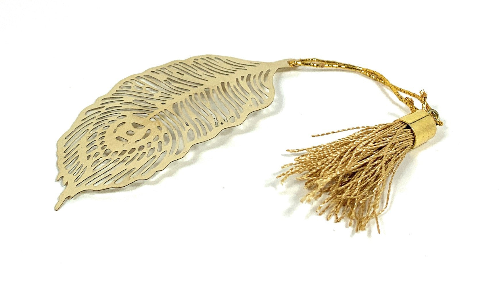 Feather Bookmark with Tassel Golden Finish Set of 6